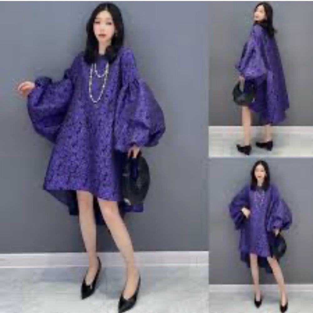 Purple Floral Lace Dress - Picture 2 of 5